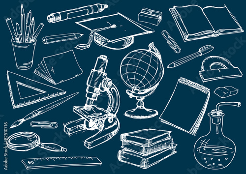 Set of the school and education items