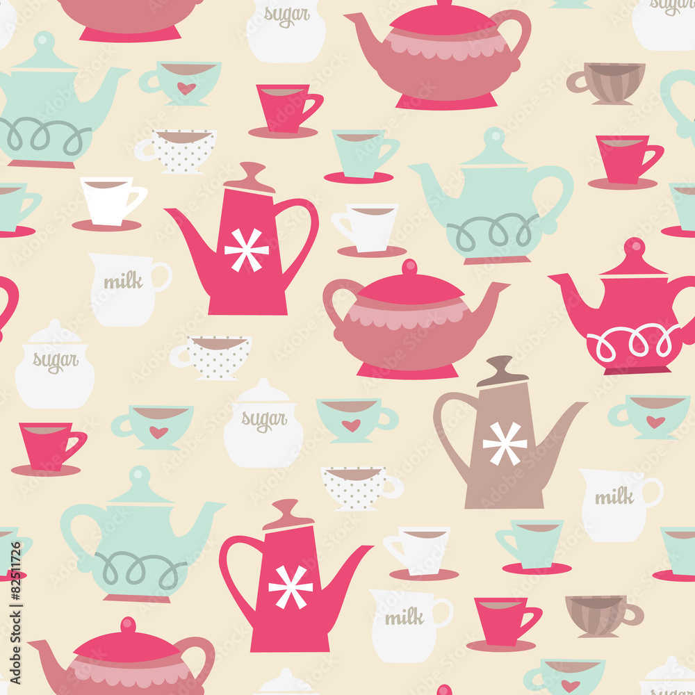 Retro Tea Time Seamless Pattern Background Retro Tea Time Seamless Pattern Background