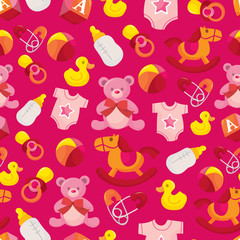 Pink Baby Girl Seamless Pattern Background