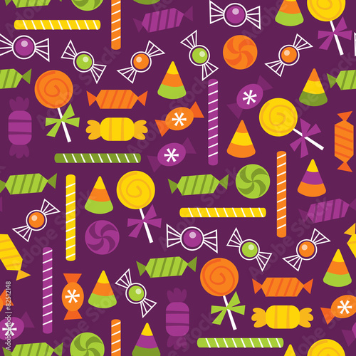 Halloween Trick Or Treat Candies Seamless Pattern Background