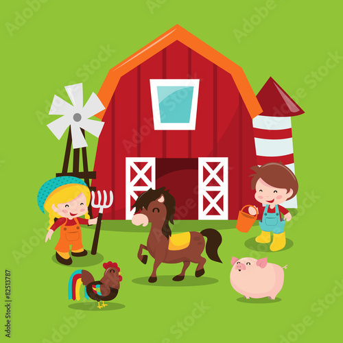 Happy Barnyard Farm Friends Scene