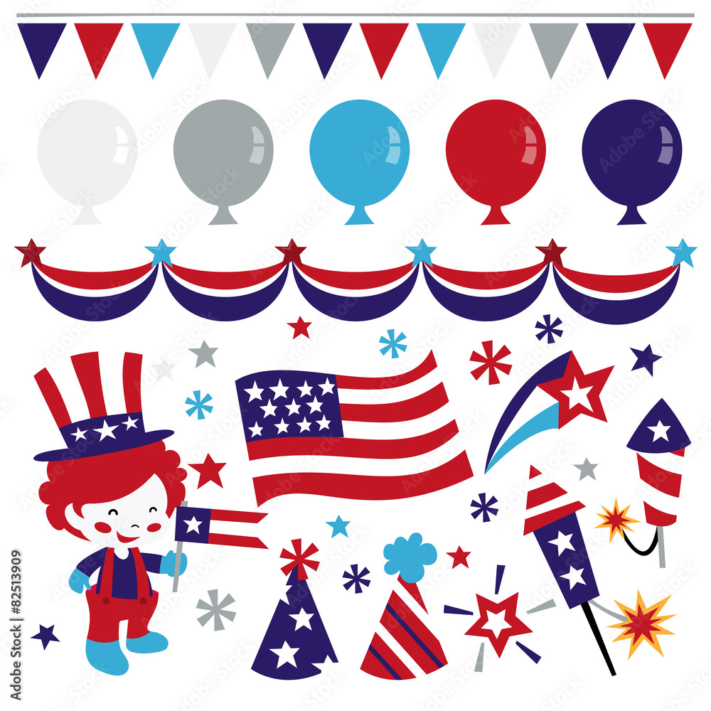 Obraz premium Americana Patriotic Design Elements