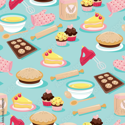 Baking Icons Seamless Pattern Background
