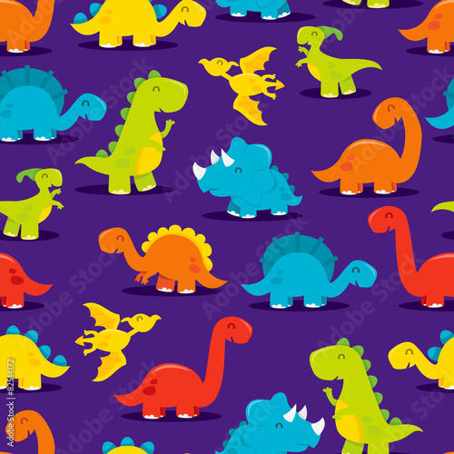 Cute Fun Dinosaurs Seamless Pattern Background