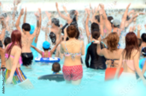 Blurred Background of People Playing in Swimming Pool.