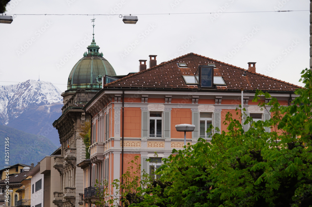 Beautiful and colorful buildings in Bellinzona Beautiful and colorful buildings in Bellinzona