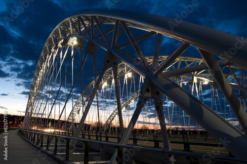 Angle View of a Bridge Structure at Night photo