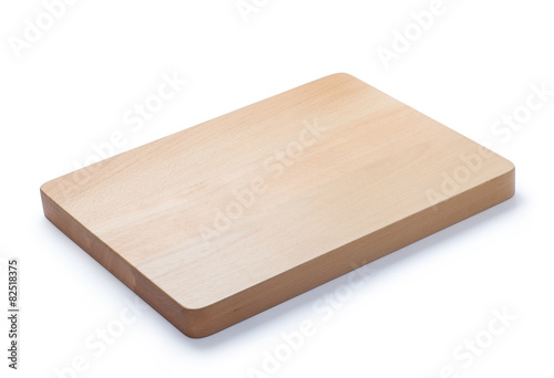 New wooden cutting board isolated on white background.
