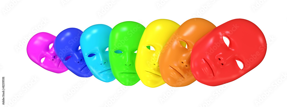 Fototapeta premium 3d facemasks in line of rainbow colors