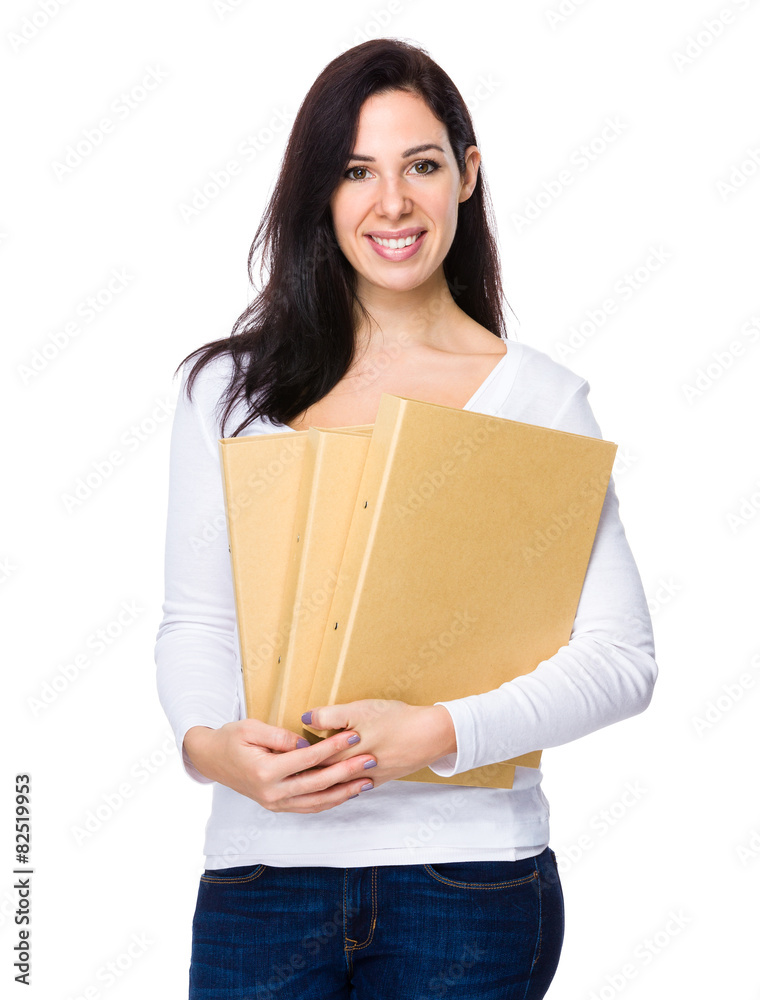Brunette woman hold with folder Brunette woman hold with folder