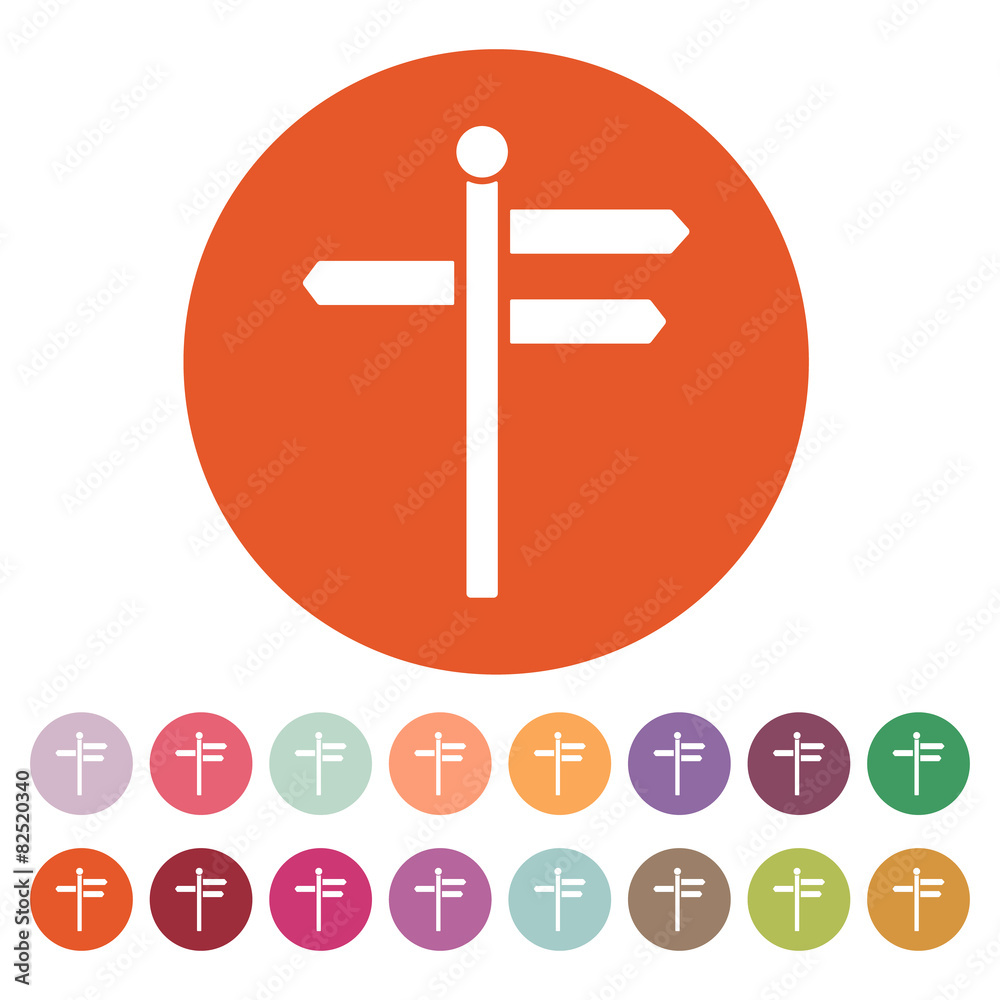 The signpost icon. Pointer symbol. Flat The signpost icon. Pointer symbol. Flat