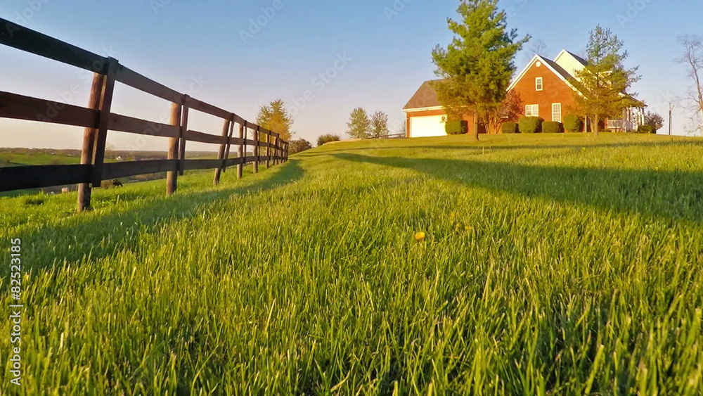 Flying over lawn