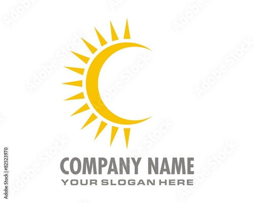 crescent sun logo image vector