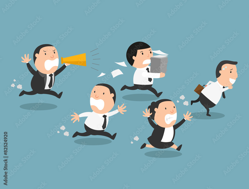 The employees running away from their bad boss The employees running away from their bad boss
