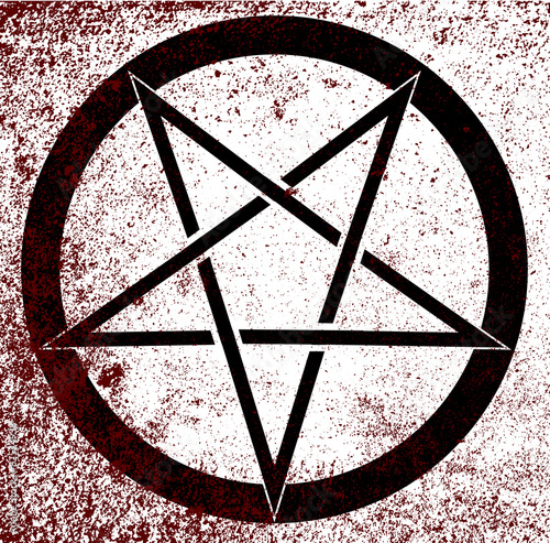 Symbol / The five pointed pentagram over a white background