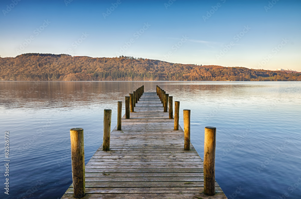 Wooden jetty on Windermere.