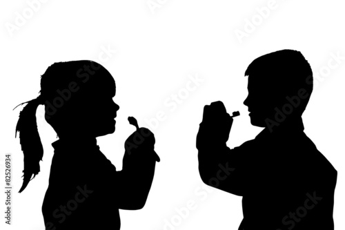 Vector silhouette of children.