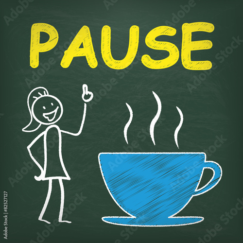 Kreidetafel Strichmännchen Frau Pause