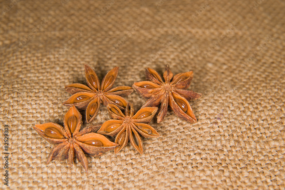 Star anise  on a very old cloth