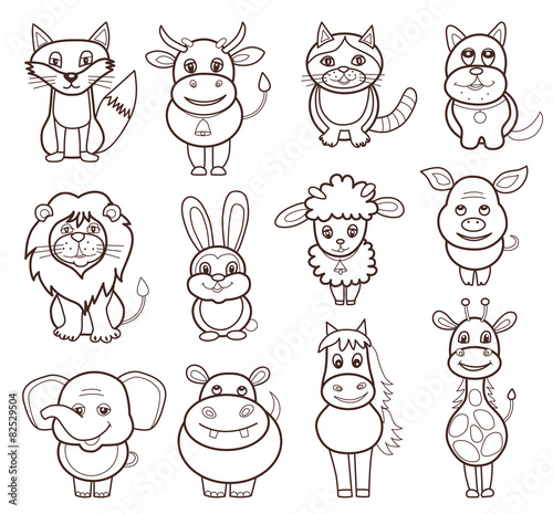 set of animals icons (vector illustration)