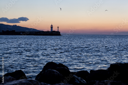 Beacon in Yalta at sunrise, Crimea