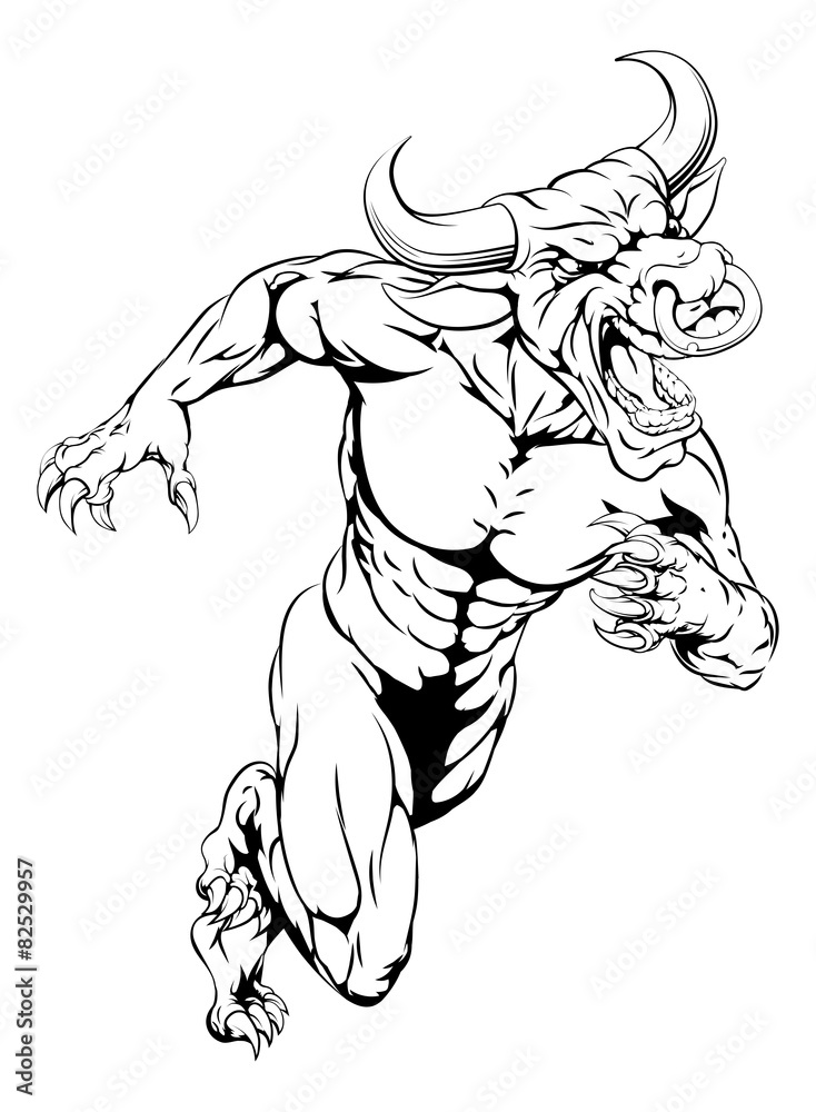 Fototapeta premium Bull mascot sprinting