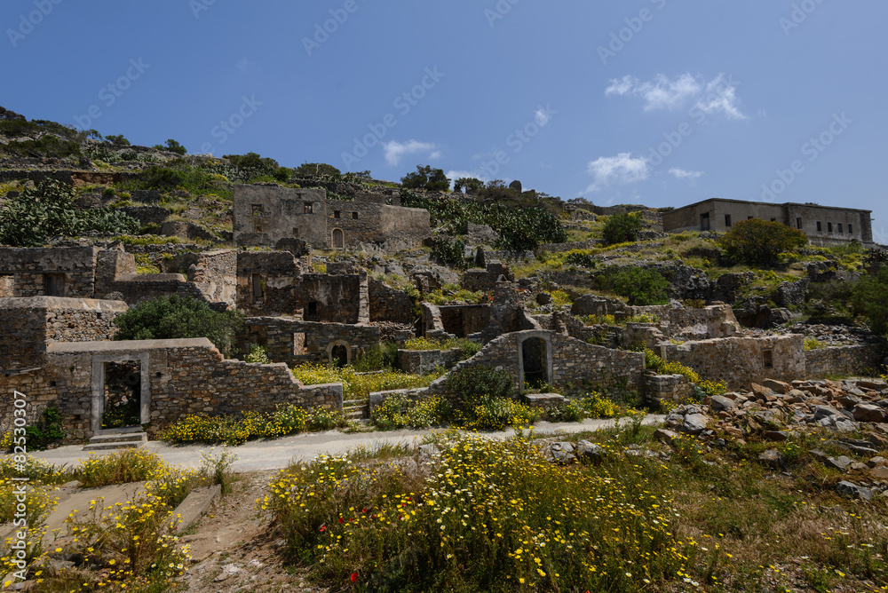 Spinalonga Castle ruins in Crete, Greece