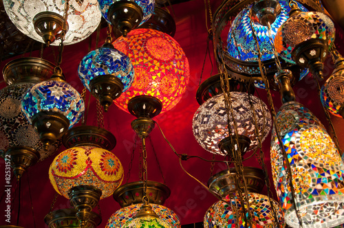 Colourful turkish lanterns on the Grand Bazaar, Istanbul, Turkey © No Drama Llama