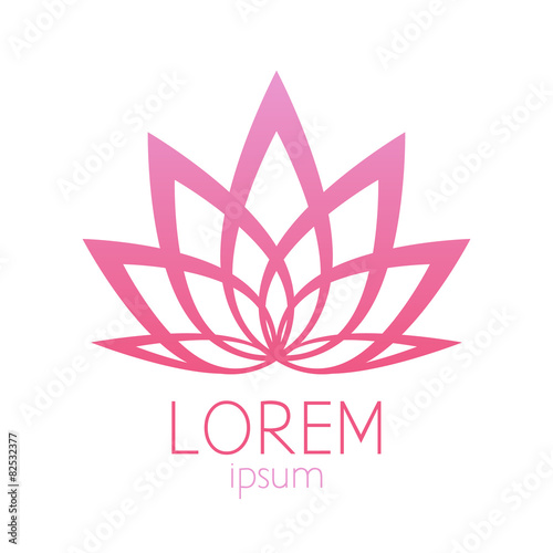 Beautiful pink lotus flower logo sign.