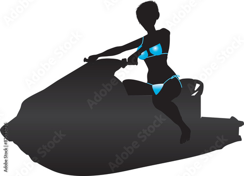 A Woman riding a Jet Ski Silhouette