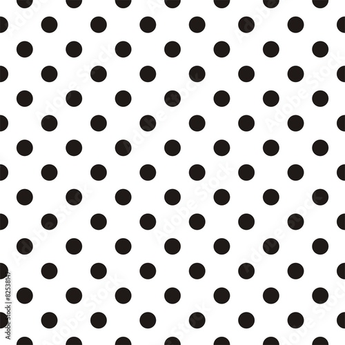 Tile vector pattern with black polka dots on white background