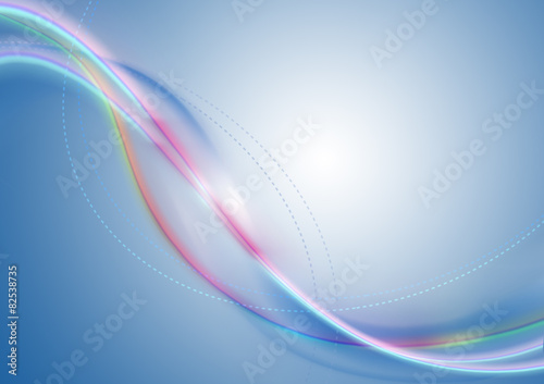 Blue gradient background with shimmering wavy stripes 