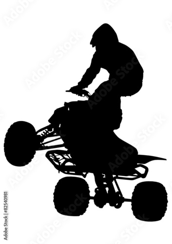 Silhouettes athletes ATV during races on white background