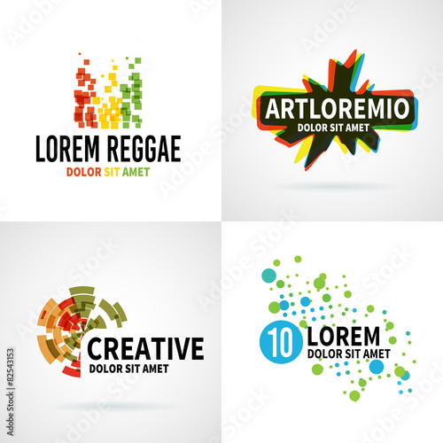 Set of modern colorful abstract logo emblem vector design