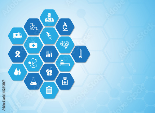 Medical background and icons to treat patients.