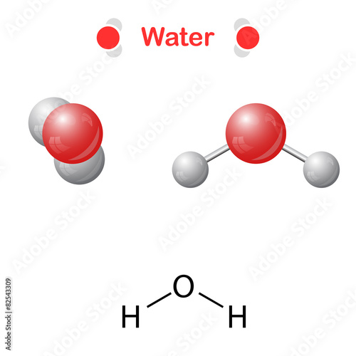 Water molecule - icon and chemical formula