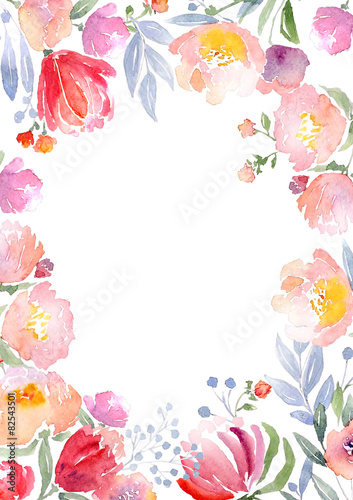 Watercolor roses card template