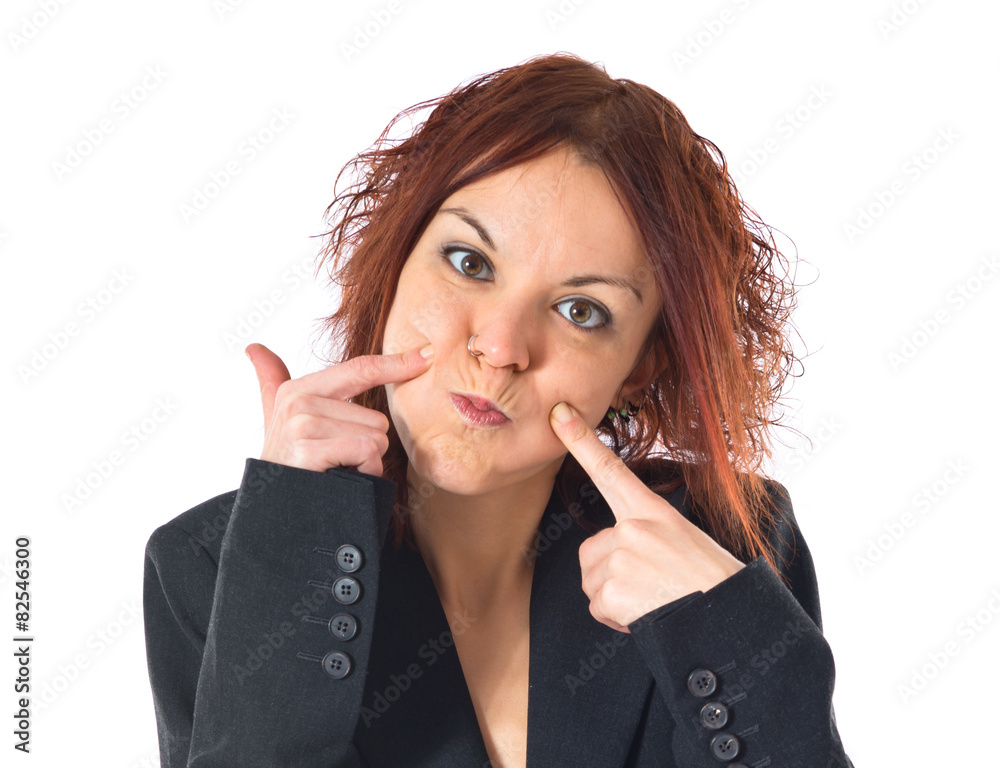 Redhead girl making a joke