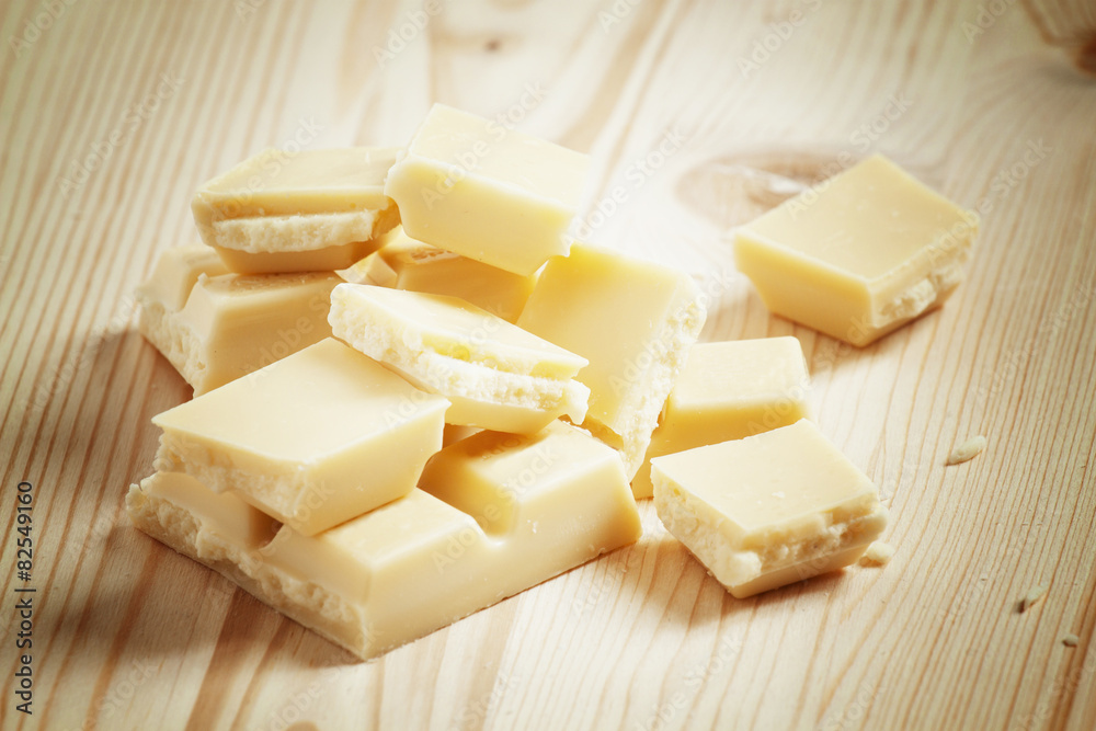 White chocolate, selective focus