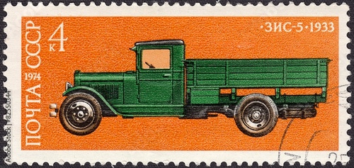 ZIS-5 Soviet truck with carrying capacity of 3 tons.Postage stamp USSR 1974 photo