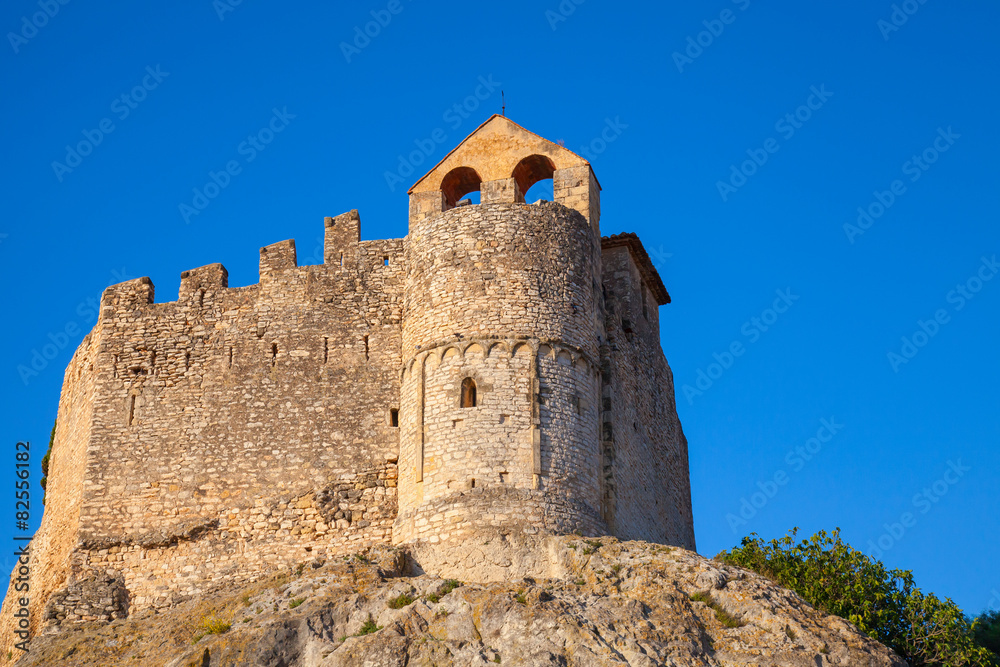 Medieval stone castle on the rock in Spain