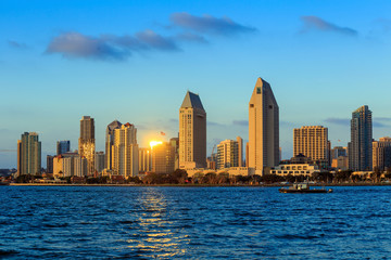 Skyline of San Diego, California from Coronado Bay