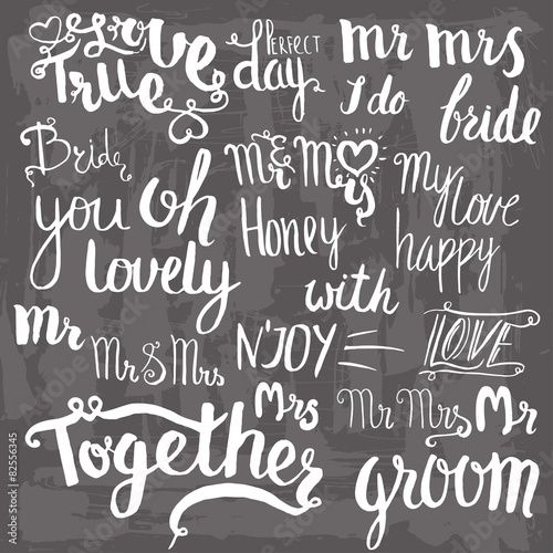 Hand drawn doodle lettering set