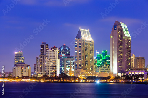 Skyline of San Diego  California from Coronado Bay