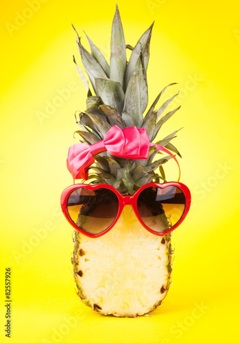 Funny pineapple in a sunglasses