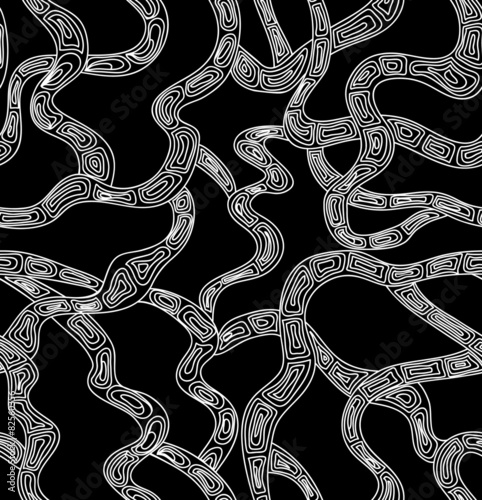 Abstract vector seamless pattern with figured crossing lines