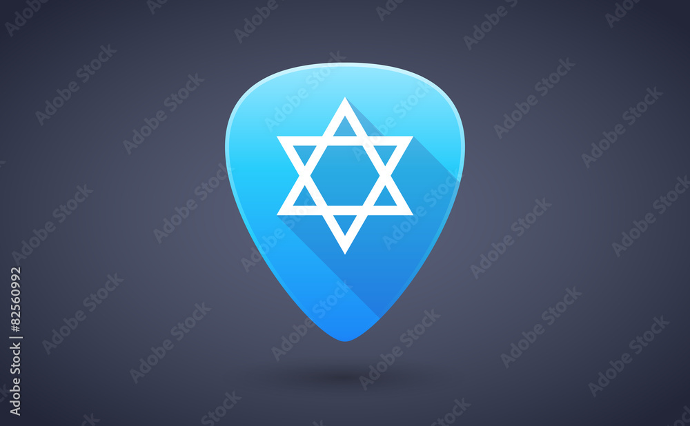 Blue guitar pick icon with a David star