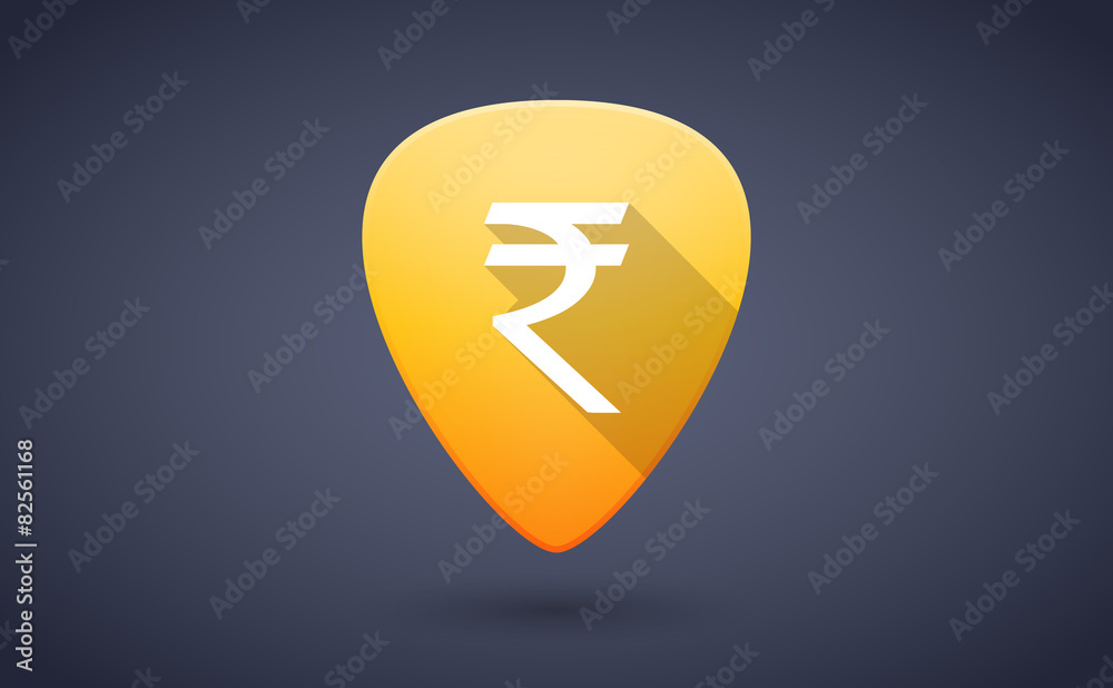 Yellow guitar pick icon with a rupee sign Yellow guitar pick icon with a rupee sign