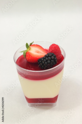  dessert glass cup with fruits and chocolate mousse
