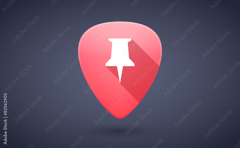 Red guitar pick icon with a push pin Red guitar pick icon with a push pin